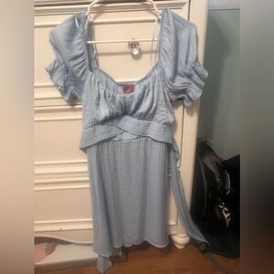 Cute mini blue dress short sleeved